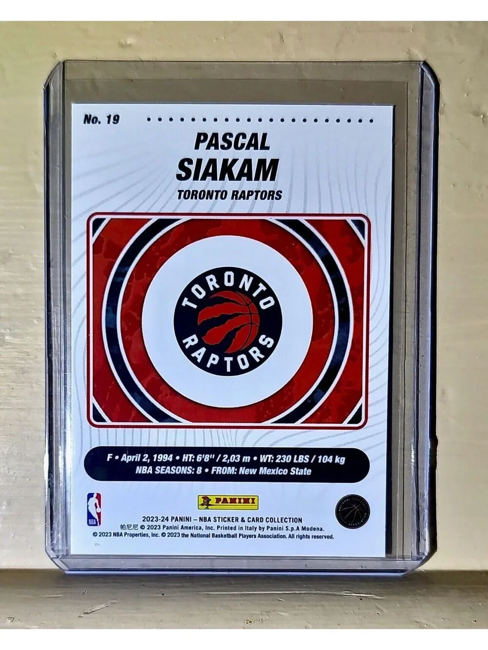 Pascal Siakam 2023-24 Panini NBA Basketball #19 Card Toronto Raptors